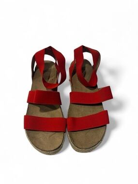 Time and Tru Red Elastic Strap Sandals